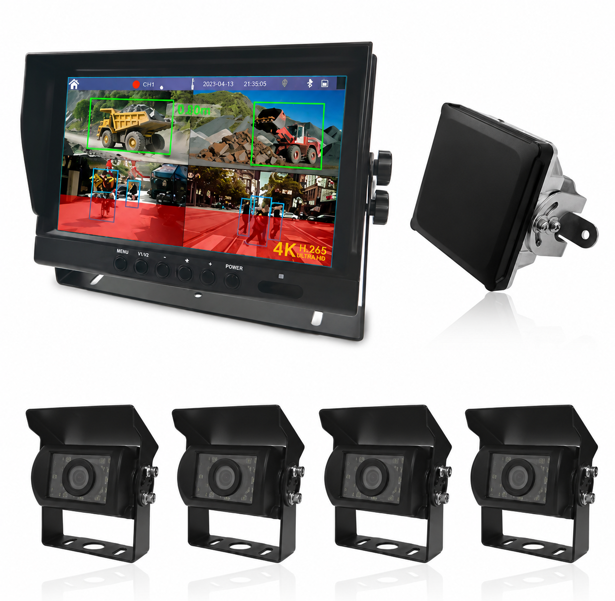 AI Monitor Kit — 4 Cameras + Buzzer — HAZ-04-C4-M9AI